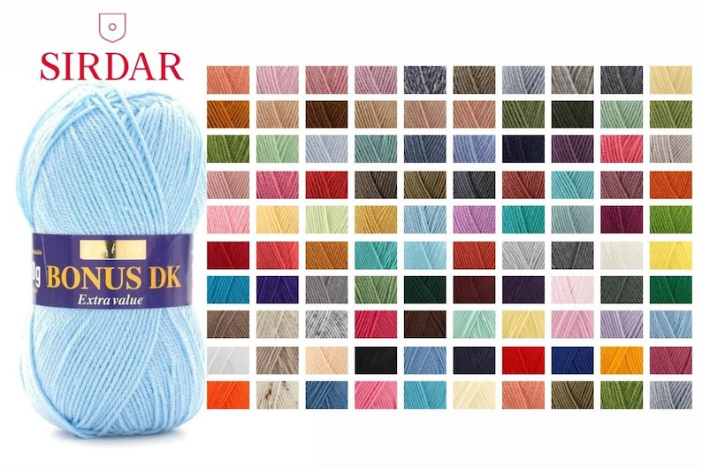 New Colours Added Sirdar Bonus DK 100g Yarn Colours DK Double Knit Knitting Crochet Yarn Acrylic image 1