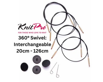 KnitPro Cables 360 Swivel Interchangeable: Black/Matte Gold Sewing Craft Tool