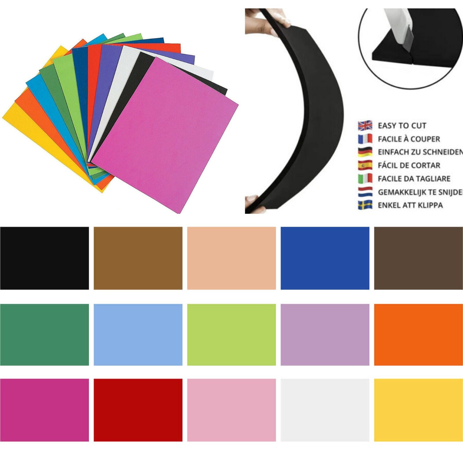 Incraftables Craft Foam Sheet 9x12 inch (30 Sheets). Eva Foam Paper Sheets 2mm Thin (10 Colors), Multicolor