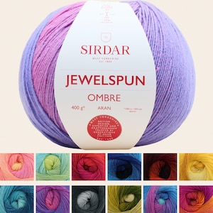 Filato per maglieria Sirdar Jewelspun Ombre 400g, lana per uncinetto, tutte le tonalità, acrilico