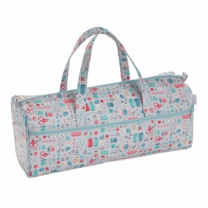 HobbyGift Knitting Bag Stitch in Time Design Fabric handles - craft, sewing, quilting knitting, Embroidery & detailed work