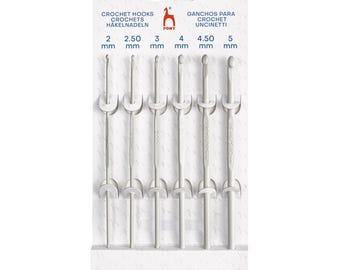 Pony Crochet Hook Aluminium: 2 - 5mm Pack of 6 - P45650