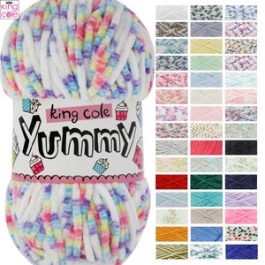 King Cole Yummy 100g weiches Strickgarn Chunky Baby Wolle - Alle Farben