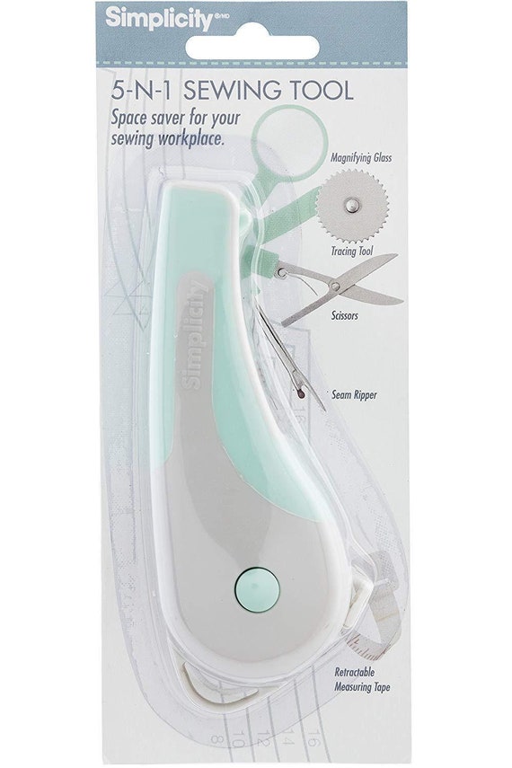 Simplicity 5 in 1 Sewing Tool - Scissors, Seam Ripper, Retractable Tape Measure, Magnifying Glass, Tracing Tool