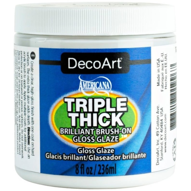 DecoArt Americana Triple Thick Brilliant Brush On Gloss Glaze 2oz 4oz 8oz / Wide TripleThickWIDEMOUTH