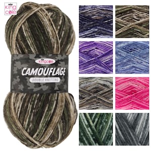 King Cole Camouflage DK 100g - Garn Wolle Häkeln Premium Acryl bunt