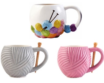 Sew Thirsty Desk Organiser - Grey, Pink or White - Pens Pencils Holder Crafts Gift Novelty Knitting Yarn Mug