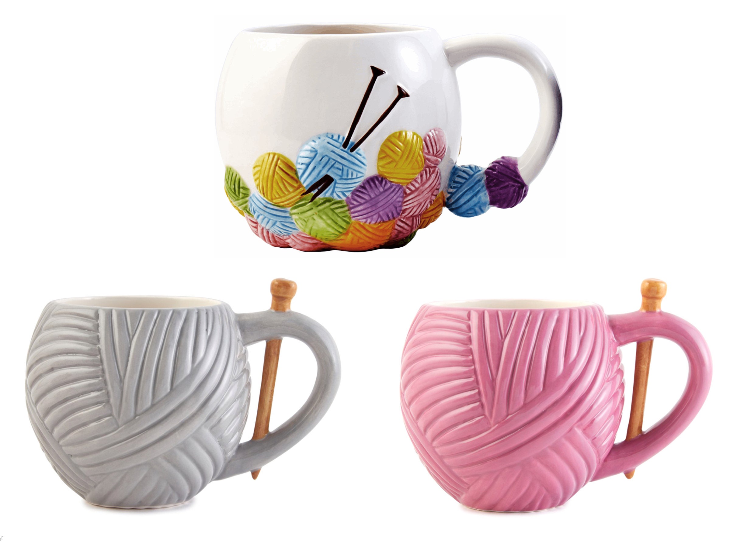 Sew Thirsty Desk Organiser - Grey, Pink or White - Pens Pencils Holder Crafts Gift Novelty Knitting Yarn Mug