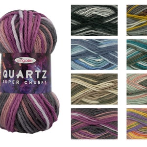 King Cole Quartz Super Chunky 100g Knitting Yarn - Self-Striping Wool & Acrylic Mix
