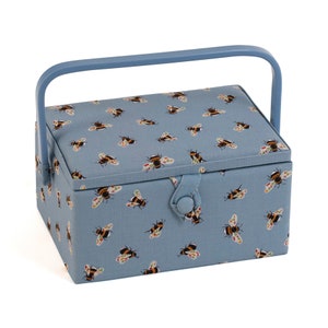 HobbyGift Sewing Box (M) - Rectangle - Blue Bees - Haberdashery - Craft MRM\605