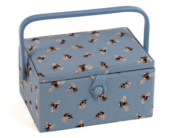HobbyGift Caja de costura (M) - Rectángulo - Abejas azules - Mercería - Craft MRM\605