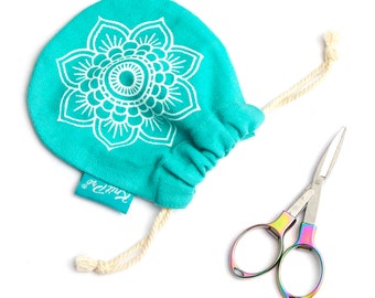 KnitPro The Mindful Collection: Scissors Folding Rainbow in drawstring pouch