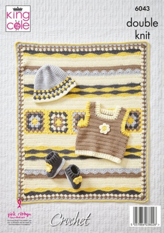 King Cole Traditional Baby Set Crochet Pattern 6043 - Double Knit King Cole Traditional Baby Set Crochet Pattern 6043 - Double Knit