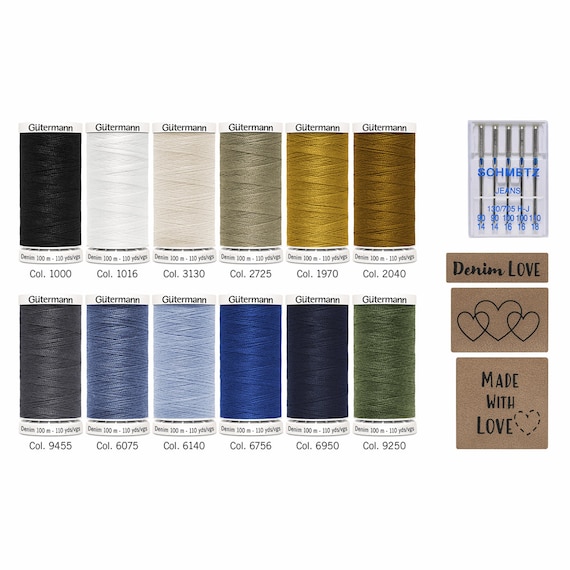 Gutermann Thread Storage Tin Denim Thread With Needles and Labels