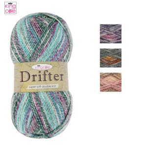 King Cole Drifter DK 100g - Filato per maglieria a doppia maglia auto-rigato, misto acrilico/cotone/lana