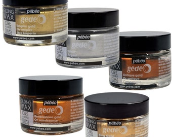 Pebeo Gedeo 30ml Gilding Wax for Furniture Refinishing Projects - French Wax - 5 Colours: inc Gold & Silver - Metallics