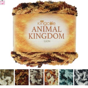 King Cole Animal Kingdom 100g - Flauschige Pelz Wimpern Strickwolle Garn Kuchen Polyester