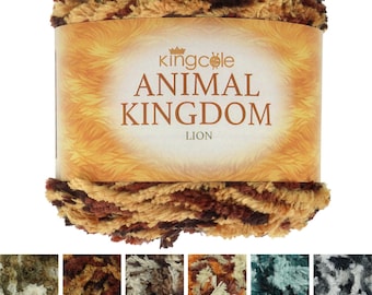 King Cole Animal Kingdom 100g - Fluffy Furry Eyelash Knitting Wool Yarn Cake Polyester