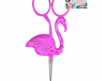 Doblado Rosa Flamingo Fino Bordado Tijeras 11.5cm / 4.5 " Lindo Metal Sharp Point Thread