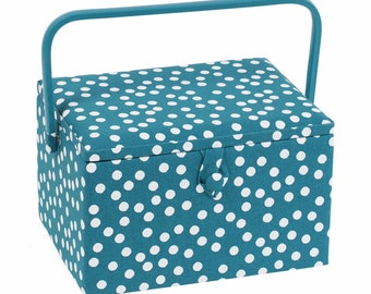 HobbyGift Große Nähkästchen - Teal Spot - Basteln Nähaufbewahrung