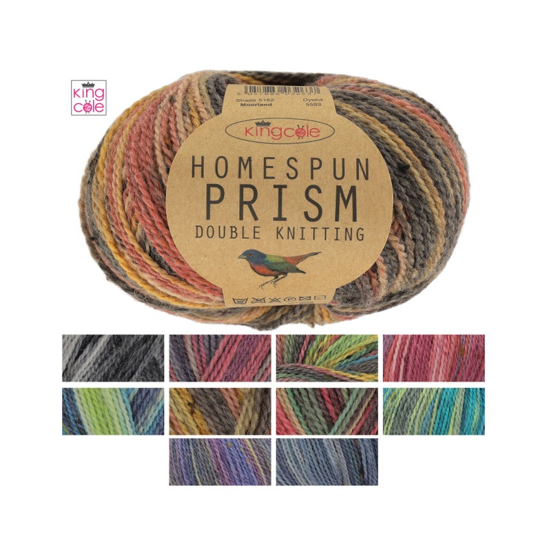 King Cole Homespun Prism DK 50g Knitting Crochet Yarn, 44% Wool, Merino Alpaca image 1