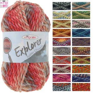 King Cole Forscher Super Chunky Acryl / Wolle Strickgarn 100g Knäuel Alle Farben