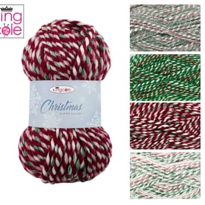 Filato King Cole Christmas Super Chunky 100g - Miscela di acrilico e lana di prima qualità - Tutti i colori - Rosso verde di Natale