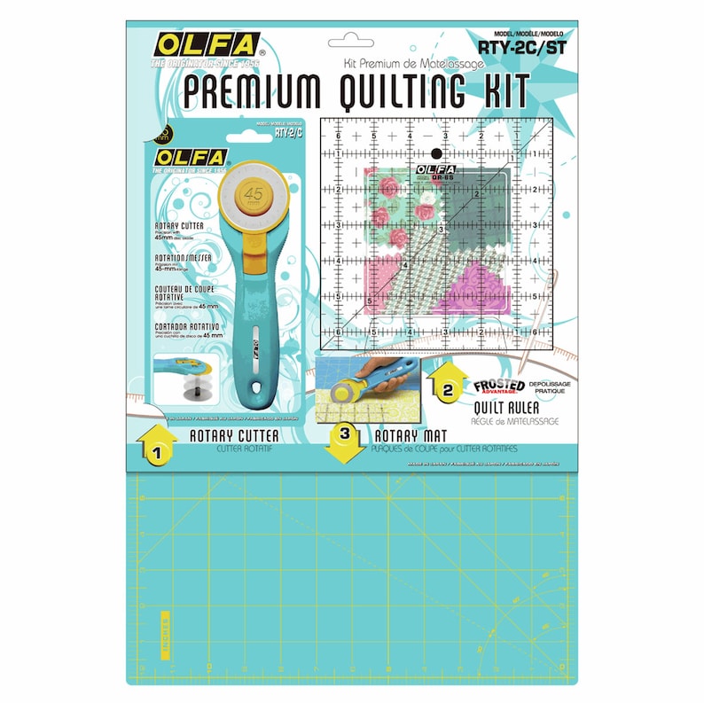 OLFA Rotary Cutter Quilting Kit Cutting Mat & 6x6 Ruler Etsy