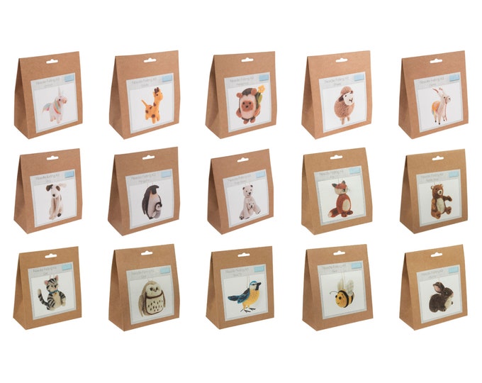 Trimits Needle Felting Kits Animals Designs Crafting Bee Owl Bears Giraffe - Craft, Sewing, Quilting Knitting, Embroidery, Detailed Work