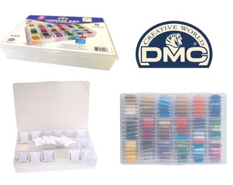 DMC Storage Box for Floss/Embroidery Thread Bobbins+ 50 Free Bobbins - Holds 108 Skeins