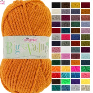 King Cole Big Value Super Chunky Acrylic Wool Yarn 100g Ball - All Colours