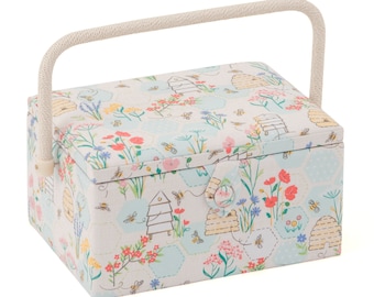 HobbyGift Panier à Couture Moyen à Coudre Abeille Crème Boîte de Rangement Pastel