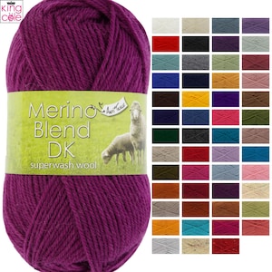 King Cole Merino Blend DK 50g Strickgarn 100% Merinowolle Doppelgestrickt gehäkelt