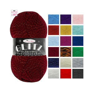 King Cole Glitz DK Doppelknit Wolle Acryl Strickgarn 100g - Alle Farben