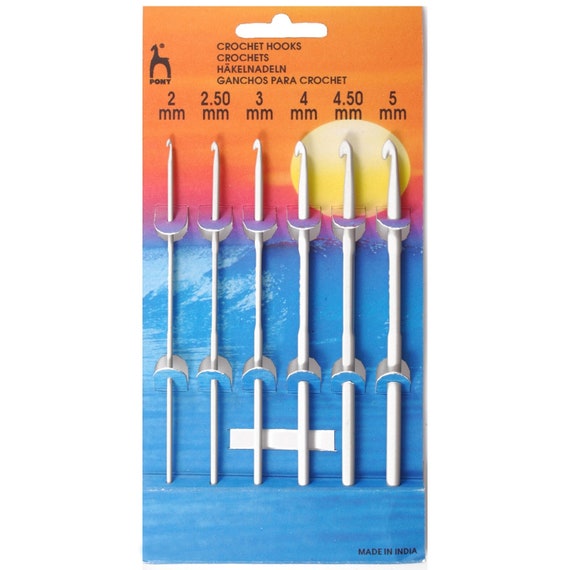 Pony Crochet Hook Aluminium: 2 - 5mm Pack of 6 - P45650