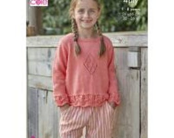 King Cole Pattern Mädchenjacke und Top gestrickt in Cherished 4Ply 6434