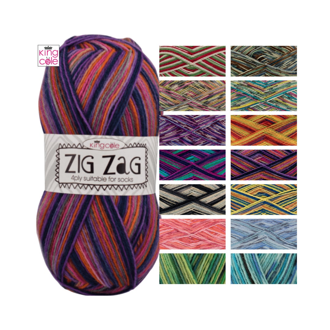 King Cole Zig Zag 4ply 100g Superwash/nylon Yarn Wool Knitting Crochet