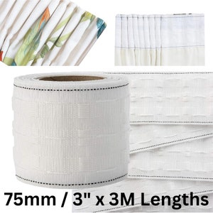Premium Strong Curtain Heading Header Tape - 75mm / 3&quot; - Pencil Pleat - Order in 3m lengths or 50m Roll