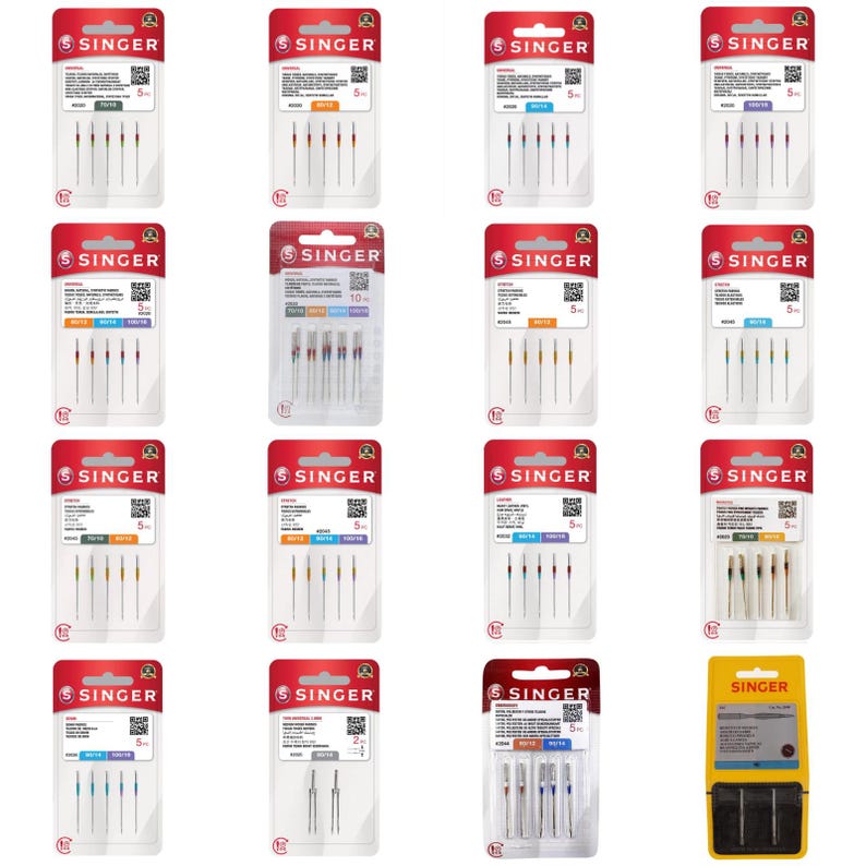 Singer Sewing Machine Needles - All Styles / Sizes - Domestic Standard Ballpoint Leather Jeans image 1