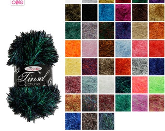 King Cole Tinsel Chunky Yarn / Wool 50g Balls - All Colours - Christmas Crochet Knitting Bulky