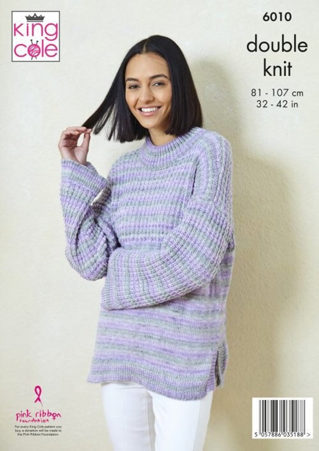 Ladies Knitting Pattern Short Sleeve Lace Cardigan And Jumper In Island Beaches DK King Cole 5610