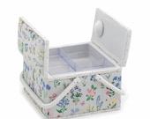 HobbyGift Large Twin Lid Sewing Basket Box - Square - Spring Garden Design