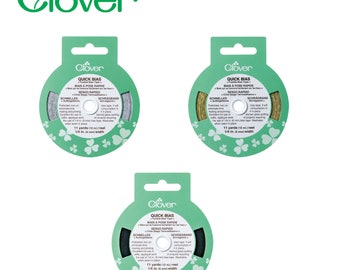 Clover Quick Bias Tape - 6mm x 10m - Gold, Silver, Black - Sewing - Needlework