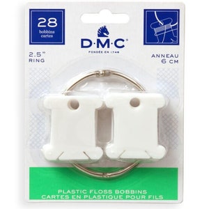 28x DMC Plastic Bobbins + Ring - Thread Organisers - Embroidery Thread Cross Stitch