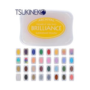 Tsukineko Brilliance Ink Pads Grande Todas as cores Carimbo de borracha Secagem rápida Relevo