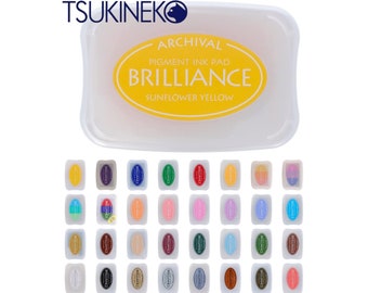 Tsukineko Brilliance Tampons encreurs Grand tampon en caoutchouc toutes couleurs, gaufrage à séchage rapide