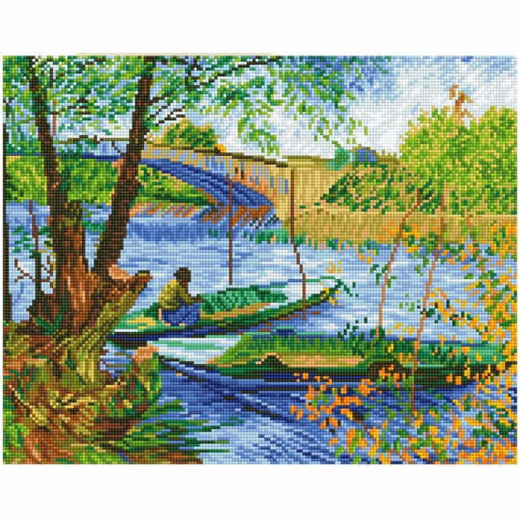 Diamond Dotz Diamond Painting Kit Fishing in Spring van Gogh 