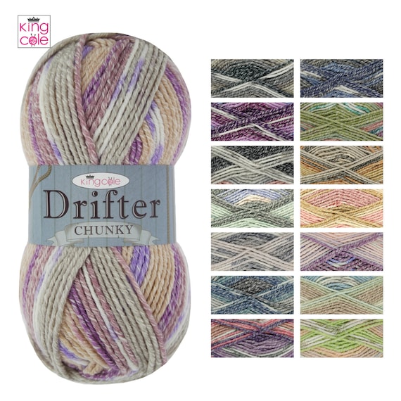 King Cole Drifter Chunky Cotton Wool Acrylic Mix 100g Knitting Yarn  Striping