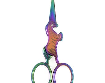 Milward Multi-Colour Rainbow Unicorn Embroidery Scissors - 4"/10cm - Sharp Point