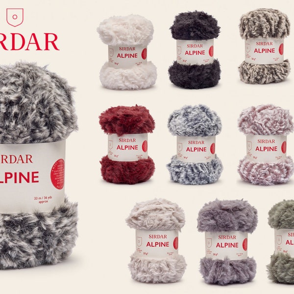 Sirdar Alpine Luxe Fur Effect 50g Wool - Fluffy Soft Super Chunky Knitting Yarn